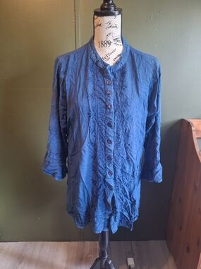 Parsley & Sage Indigo Button-Front Tunic Shirt